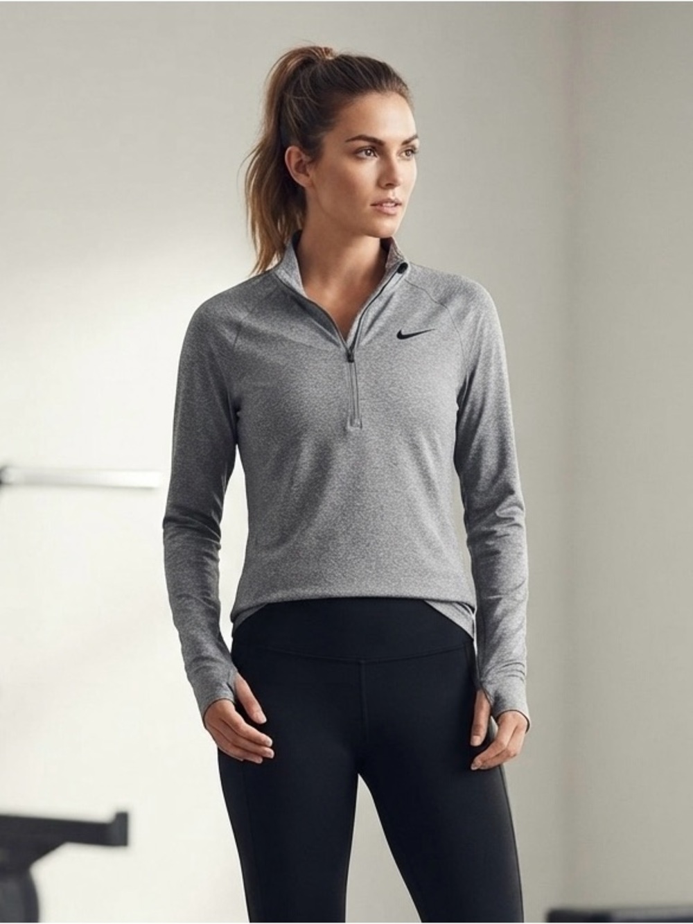 Nike Women's Heather Gray Quarter-Zip Training Pullover
